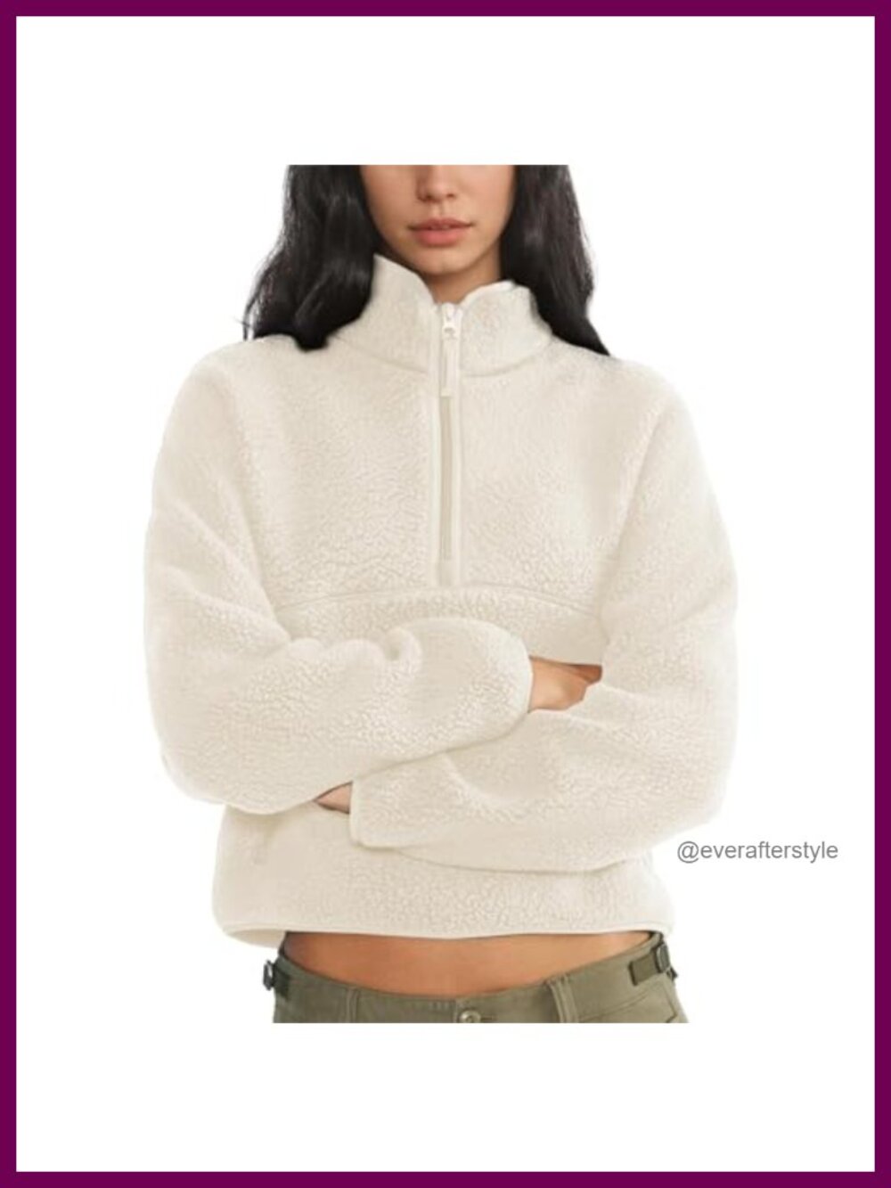 Sherpa Fleece Quarter Zip Sweatshirt Pullover Jacket